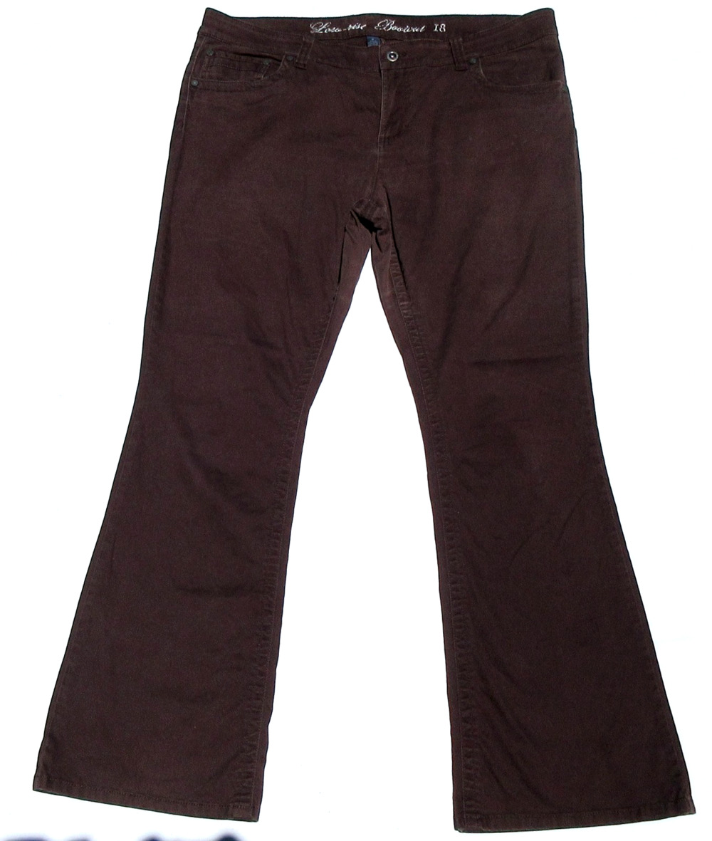 Vintage T HILFIGER Womens 18 Pants Low-Rise Y2K Bootcut Stretch Brown 40x32